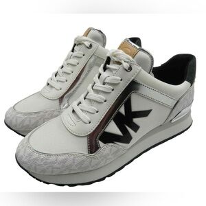 MICHAEL KORS MADDY TWO TINE LOGO TRAINER SNEAKERS